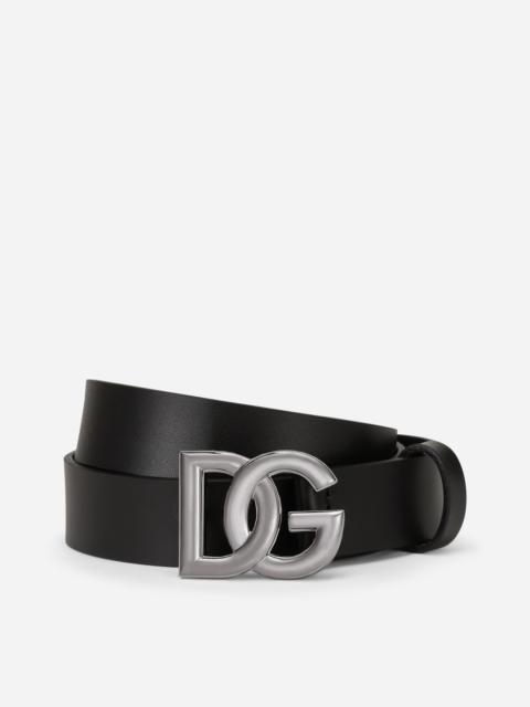 Dolce & Gabbana Lux leather belt with crossover DG logo buckle