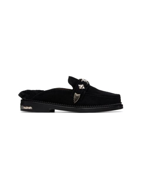 TOGA PULLA Black Suede Fur Slip-on Loafers