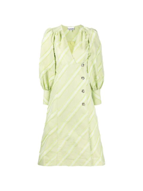 GANNI V-neck long-sleeve dress