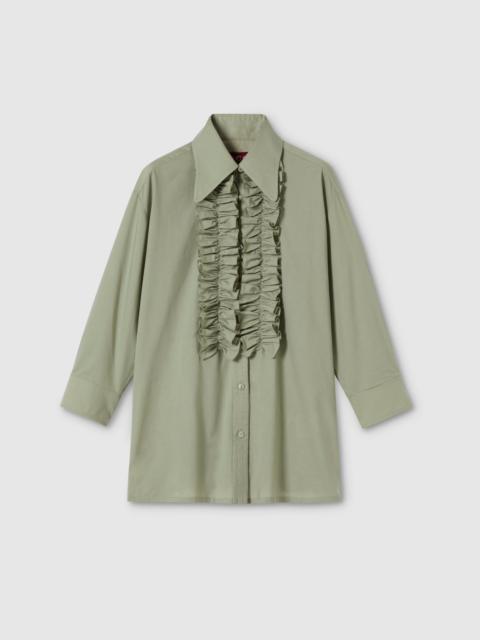 GUCCI Cotton muslin shirt with ruffle trim