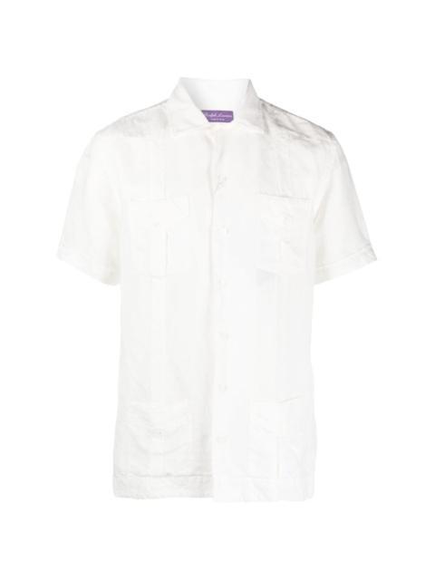camp-collar linen blend shirt
