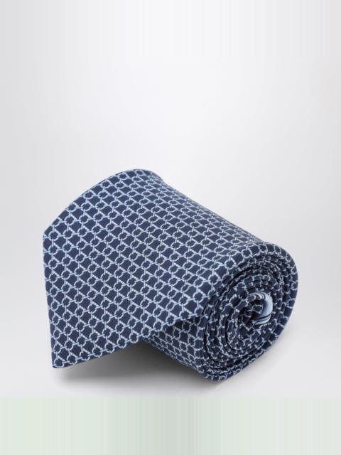 FERRAGAMO Blue Gancini silk jacquard tie