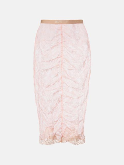 Valentino Floral sheer lace midi skirt