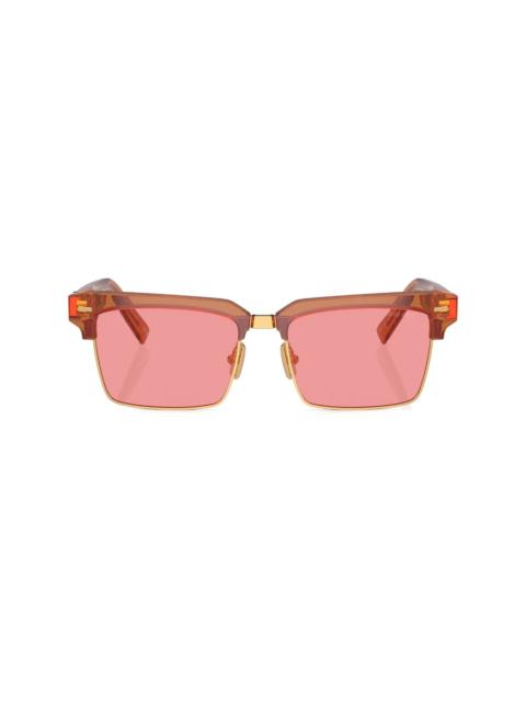 logo-lettering square-frame sunglasses