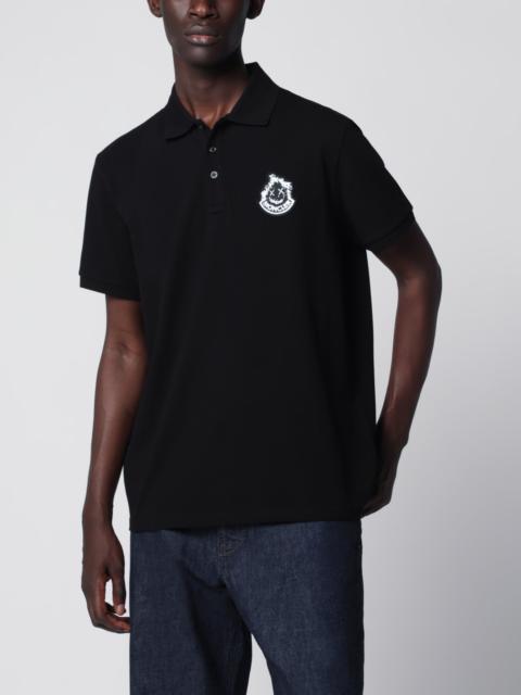 Moncler Black cotton piqué polo shirt with logo