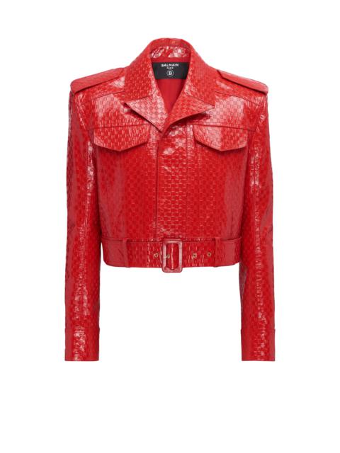 Balmain Patent leather mini monogram jacket