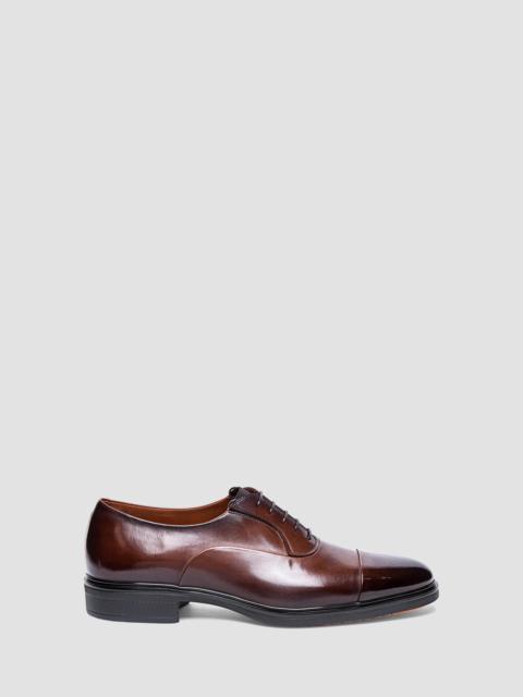 Santoni Men's Leather Cap-Toe Derby Shoes - Dark Brown