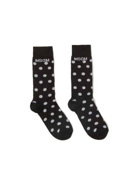 MSGM Cotton polka dot patterned socks with MSGM logo