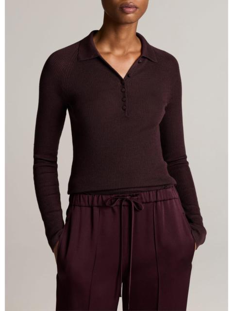 Vince Ribbed Italian Wool-Silk Polo Sweater