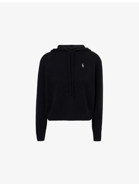 Sporty & Rich Emblem-Embroidered Cashmere-Blend Hoody