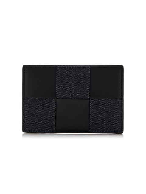 Bottega Veneta Cassette Leather and Denim Cardholder black