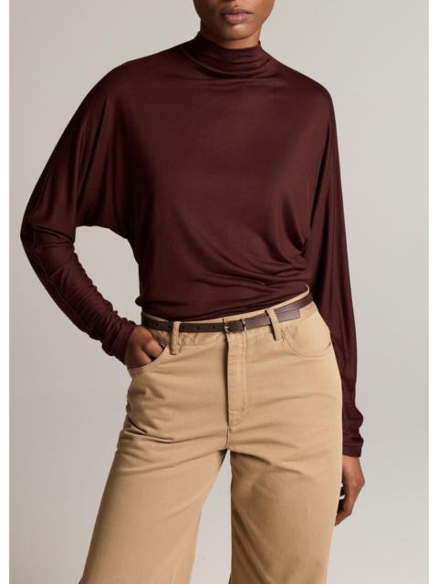 Vince Draped Funnel-Neck Dolman-Sleeve Top