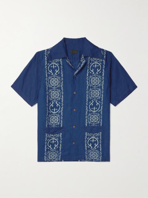Kapital Camp-Collar Printed Linen Shirt