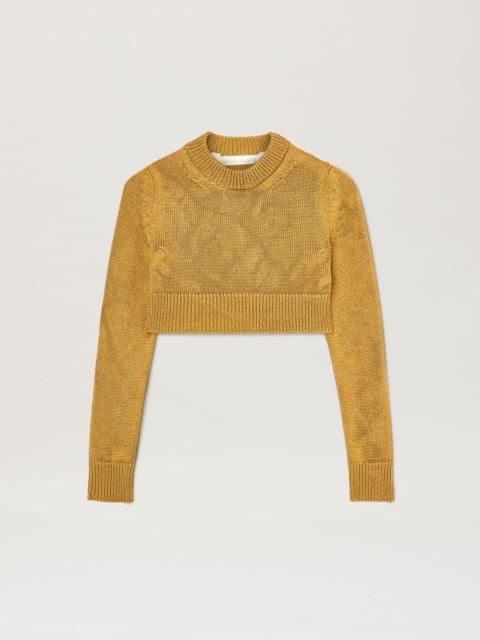 Cropped Laminated Sweater