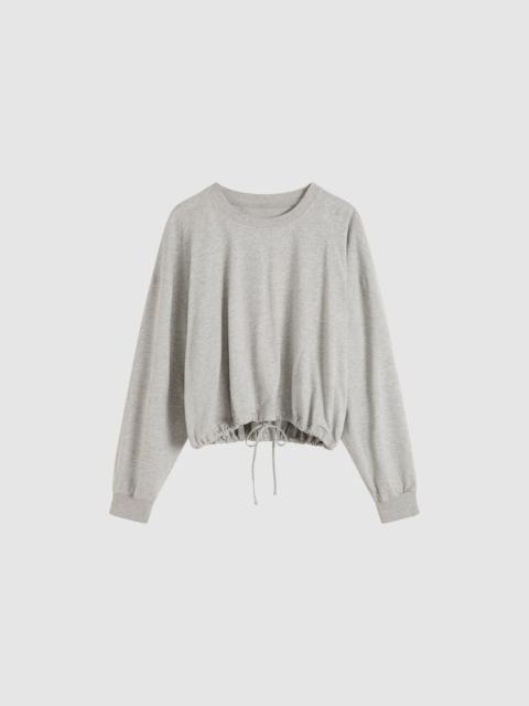 ST. AGNI Drawstring Long Sleeve Top - Light Grey Marle