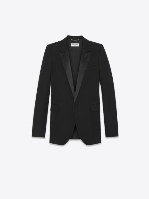 SAINT LAURENT tube tuxedo jacket in grain de poudre saint laurent