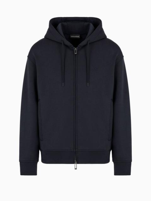 EMPORIO ARMANI Lyocell-blend jersey hooded sweatshirt with zip