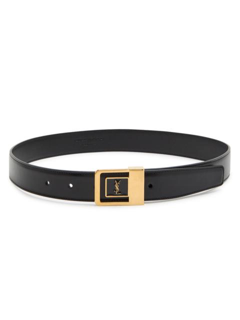 SAINT LAURENT Saint Laurent Logo-engraved Leather Belt
