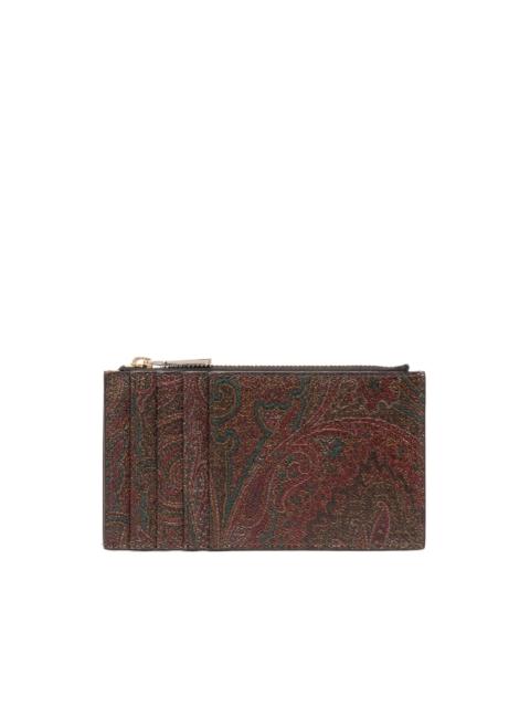 paisley leather coin-pocket wallet