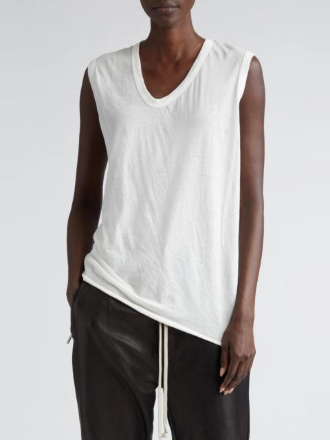 Semisheer U-Neck Cotton Jersey Tank