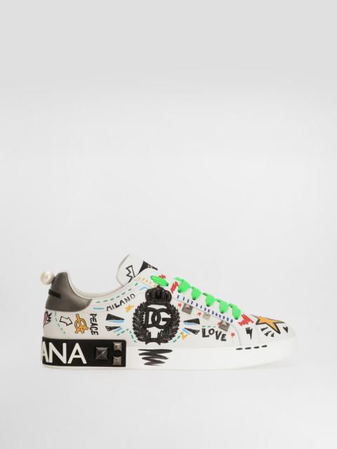 Dolce & Gabbana Calfskin Portofino sneakers with embroidery and studs