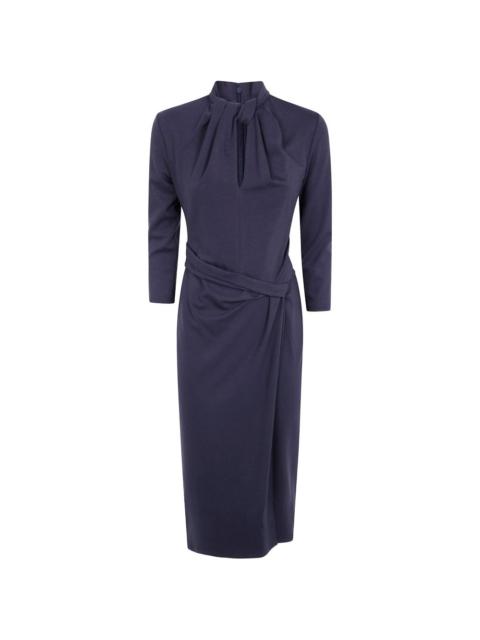 GIORGIO ARMANI gathered knotted-neck midi dress