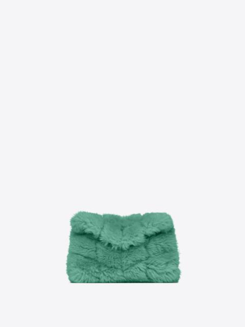 SAINT LAURENT puffer small pouch in quilted shearling and lambskin