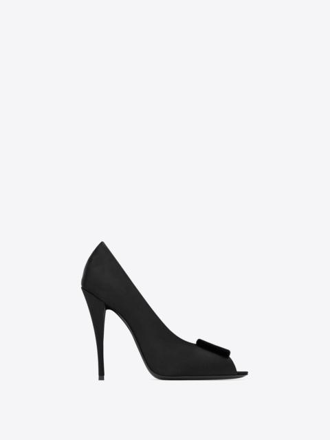 SAINT LAURENT peep pumps in satin crepe