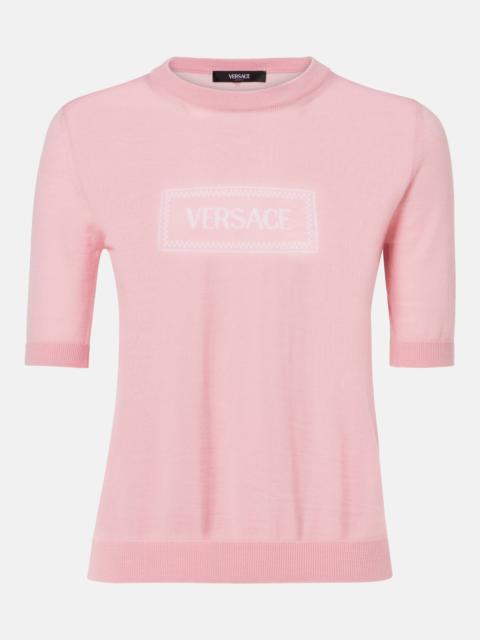 VERSACE Logo jacquard knitted top