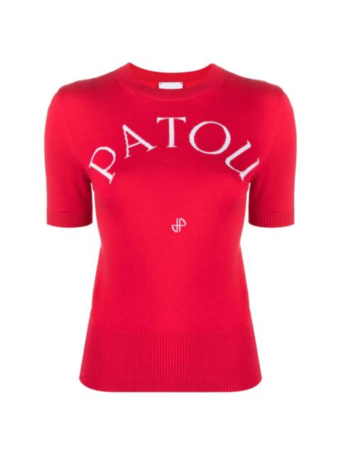 intarsia knit-logo knitted top