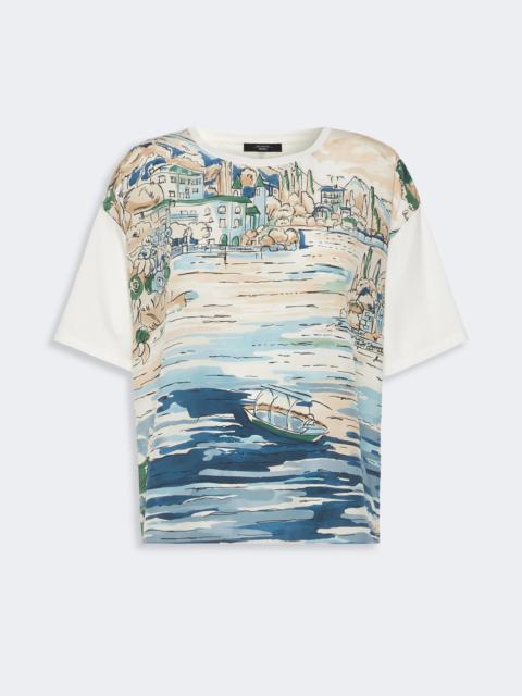 WEEKEND Max Mara TERZO Jersey and printed silk T-shirt - LIGHT BLUE