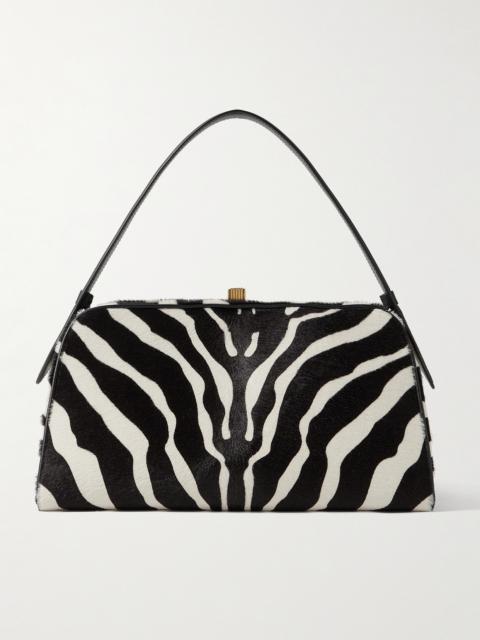 KHAITE Cate Leather-trimmed Zebra-print Calf Hair Tote