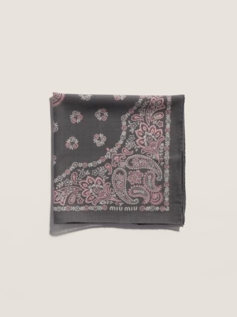 Miu Miu Printed wool and cashmere scarf