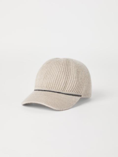 Brunello Cucinelli Sparkling cashmere English rib knit baseball cap with monili