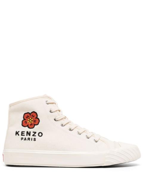 neutral logo embroidered hi-top sneakers