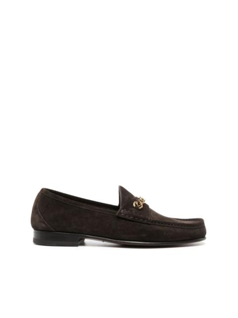 chain-detail suede loafers