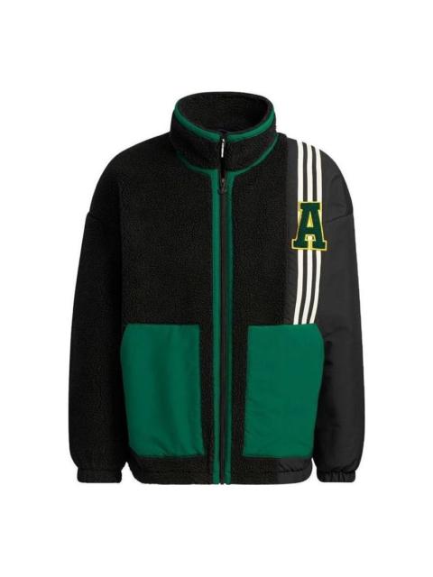 adidas Clover Imitation Sherpa Warm Casual Stand Collar Jacket 'Black' HY7233