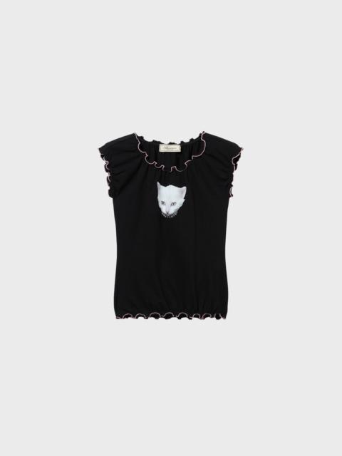 JERSEY SWEATER WITH PUPPY PRINT AND RUFFLES