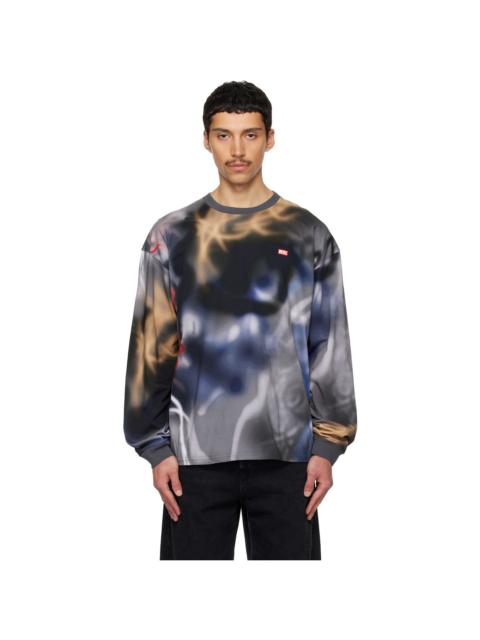 Diesel Gray & Black T-Boxt-Ls-V4 T-shirt