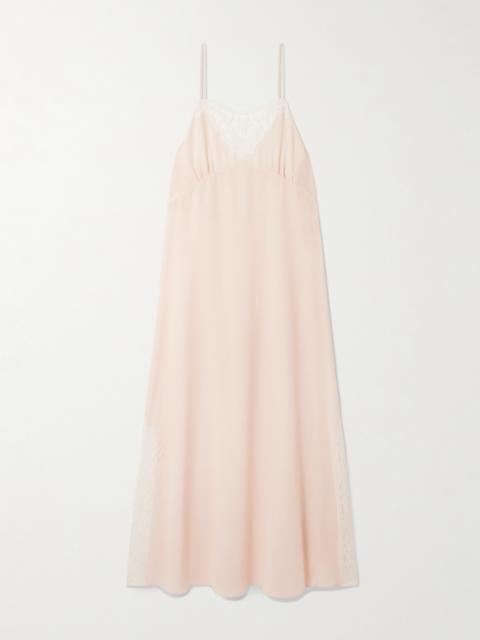 Chloé Lace-trimmed Silk Crepe De Chine Maxi Dress