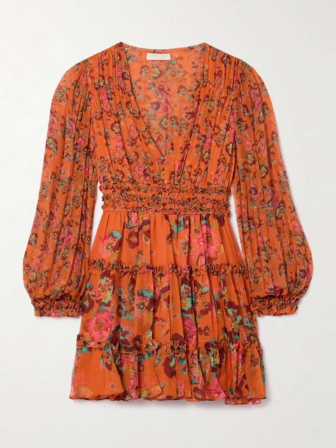 ULLA JOHNSON Lya ruffled floral-print silk-crepon mini dress