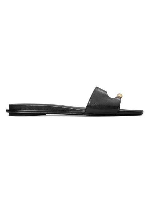 TORY BURCH Women's Pierced Leather Slide Sandals - Perfect Black