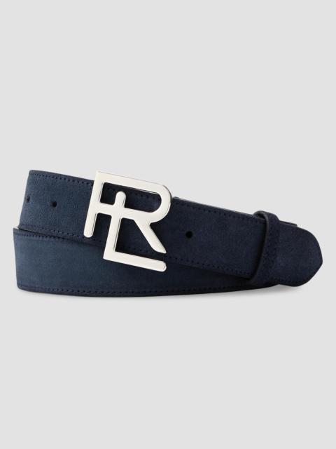 Ralph Lauren Men's Stacked R-Buckle Suede Belt - Racing Navy