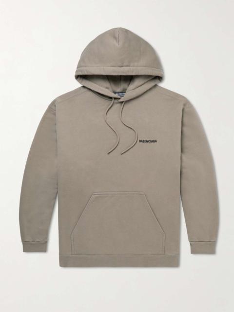 BALENCIAGA Logo-Embroidered Cotton-Jersey Hoodie