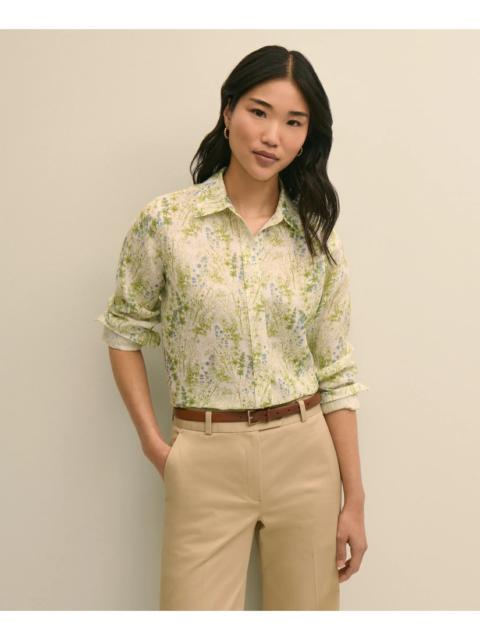 Brooks Brothers Linen Botanical Print Shirt