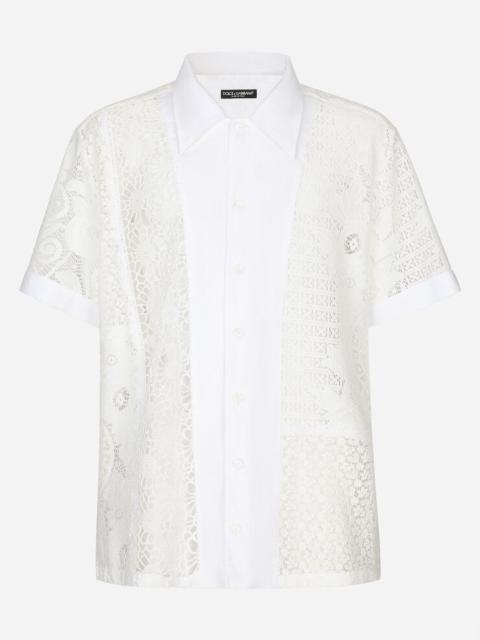 Hawaiian shirt with lace inserts