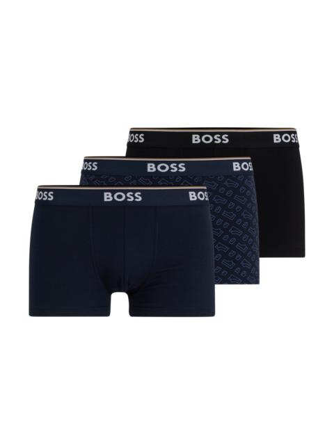 BOSS THREE-PACK OF STRETCH-COTTON TRUNKS WITH LOGO WAISTBANDS