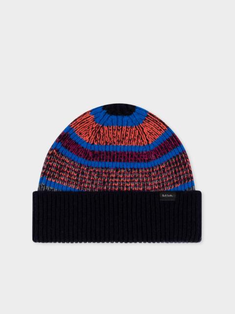 Block Stripe Lambswool Beanie Hat