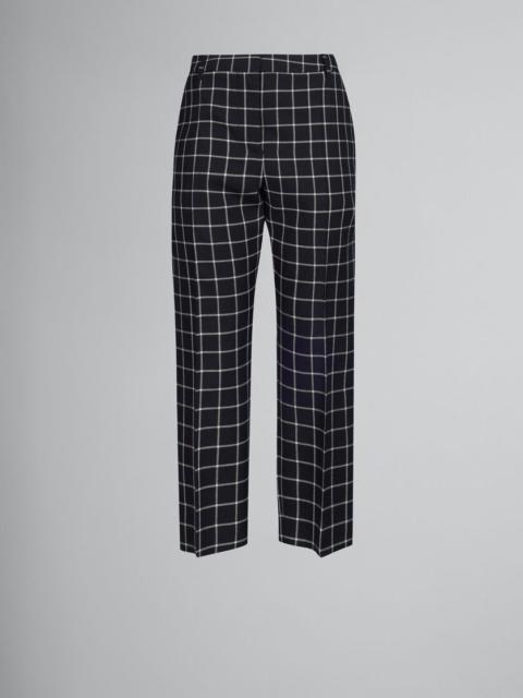 BLACK CHECKED WOOL TROUSERS