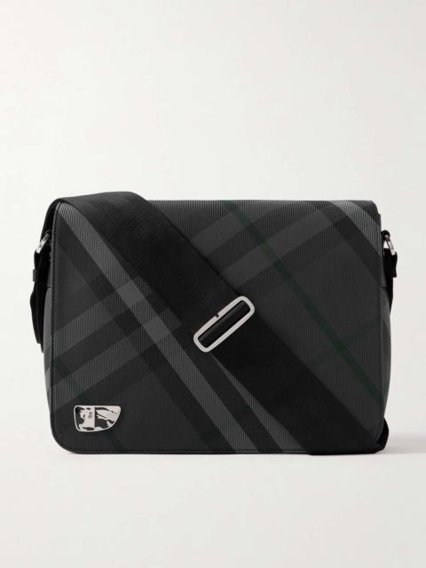 Burberry Logo-Embellished Checked Canvas Messenger Bag